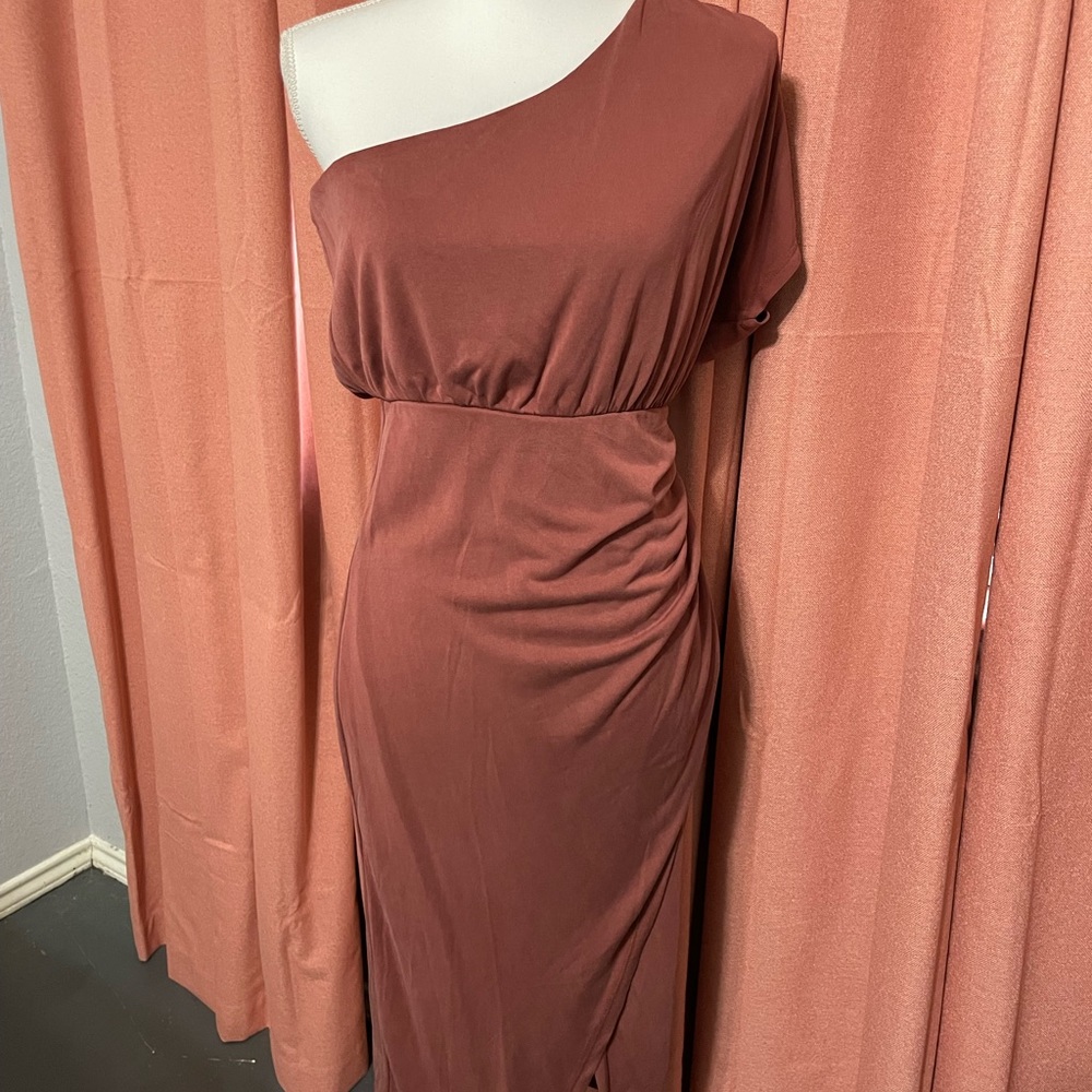 Lulu's Rusty Rose One Shoulder Sheath Dress Cocktail